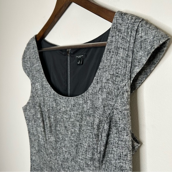 Ann Taylor Textured Cotton Blend Office Dress Boat Neck Black White Size 6 - Picture 3 of 9